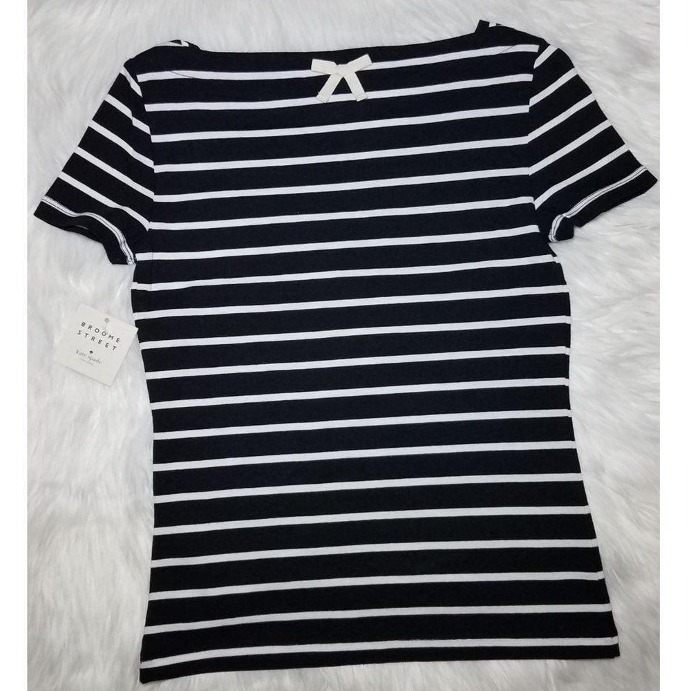 NWT|Kate Spade Striped Essential Bow Short Sleeve Top, XXS